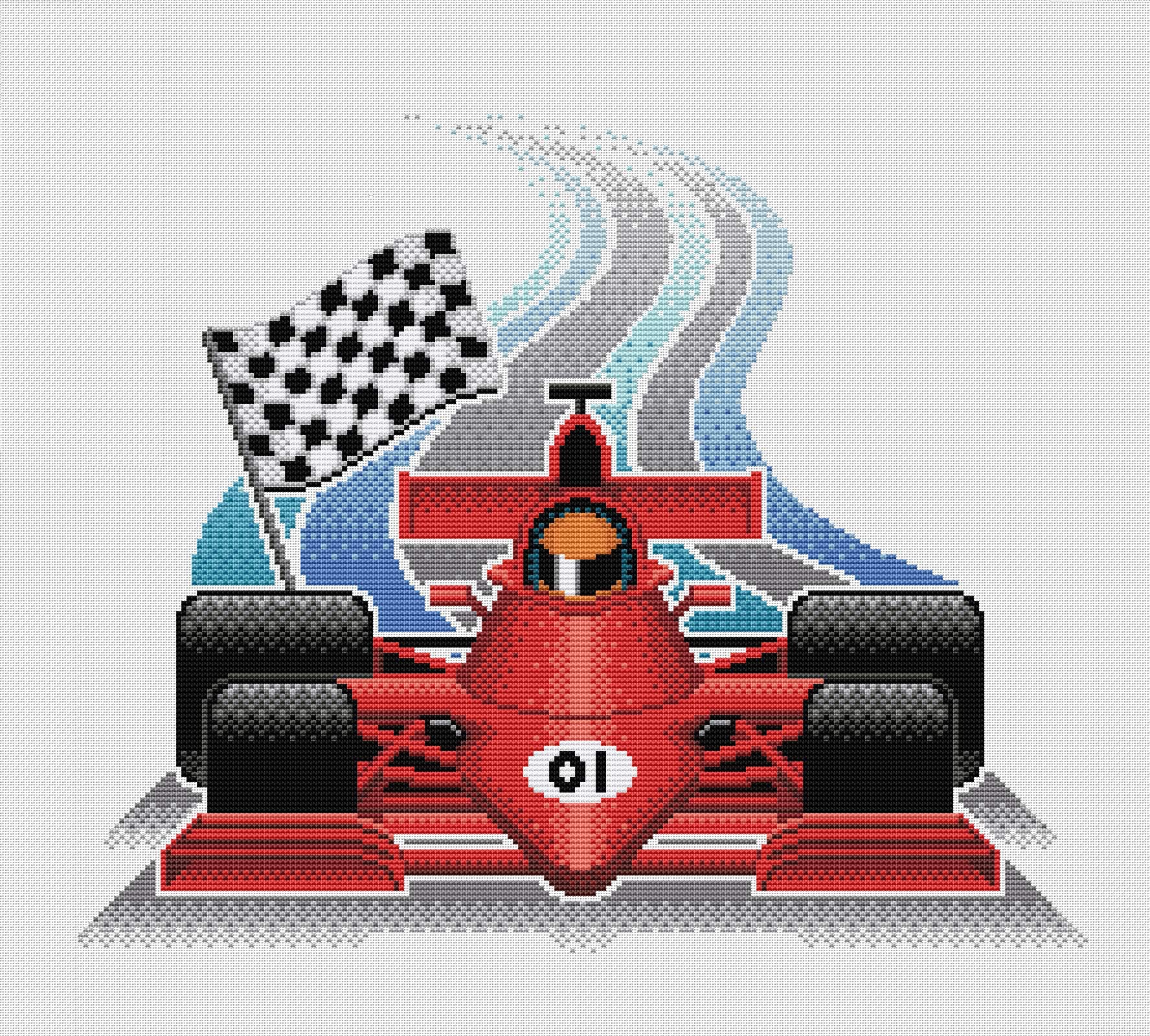 Racing Car Cross Stitch Pattern Digital Format PDF | Etsy