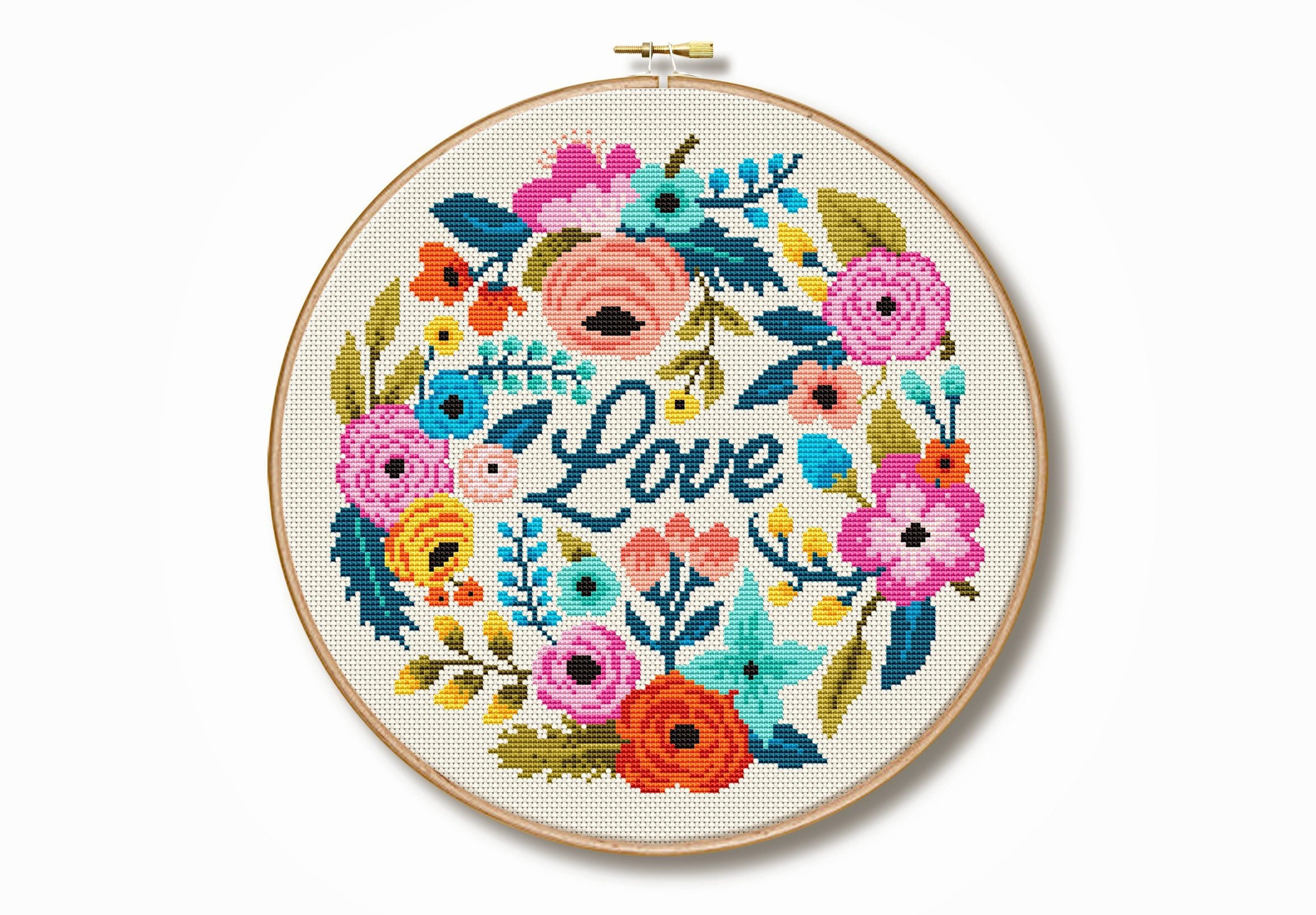 Floral Love Cross Stitch Pattern digital Format PDF Etsy
