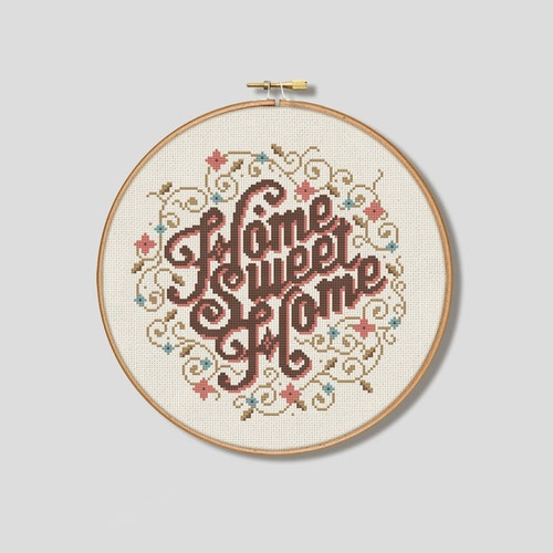 Floral Home Sweet Home - Cross Stitch Pattern (Digital Format - PDF)