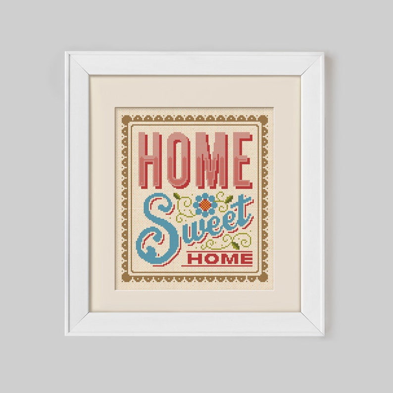 Home Sweet Home Cross Stitch Pattern Digital Format PDF image 1