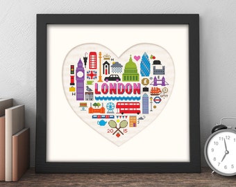 London Heart - Cross Stitch Pattern (Digital Format - PDF)