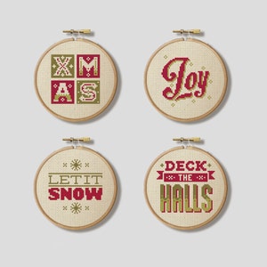 Christmas Classic Hoop Set Cross Stitch Patterns Digital Format PDF image 1