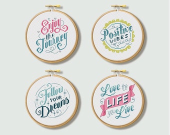 Positive Hoops - Cross Stitch Pattern Set (Digital Format - PDF)