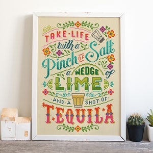 Take life with Tequila - Cross Stitch Pattern (Digital Format - PDF)