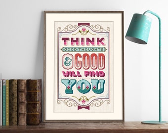 Think Good Thoughts- Cross Stitch Pattern (Digital Format - PDF)