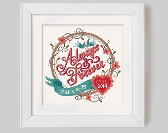 Always & Forever - Customisable Wedding Cross Stitch Pattern (Digital Format - PDF)