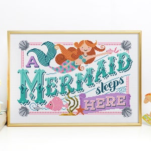 A Mermaid Lives Here - Cross Stitch Pattern (Digital Format - PDF)