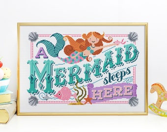 A Mermaid Lives Here - Cross Stitch Pattern (Digital Format - PDF)