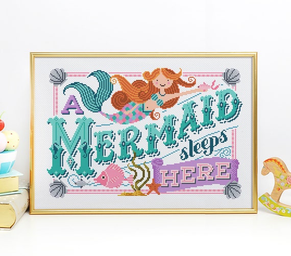 A Mermaid Lives Here Cross Stitch Pattern Digital Format | Etsy