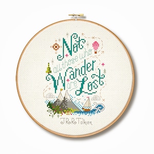 Tolkein 'Not all who wander' Cross Stitch Pattern Digital Format PDF image 1