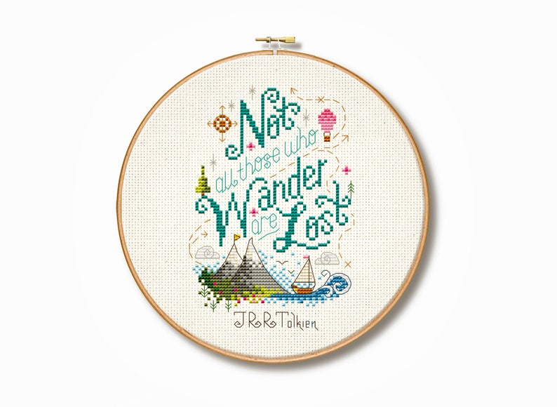 Tolkein 'Not all who wander' Cross Stitch Pattern (Digital Format - PDF)