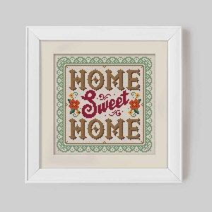 Home Sweet Home Cross Stitch Pattern Digital Format PDF image 1