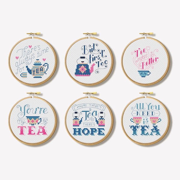 Mini Tea Set - Cross Stitch Patterns (Digital Format - PDF)