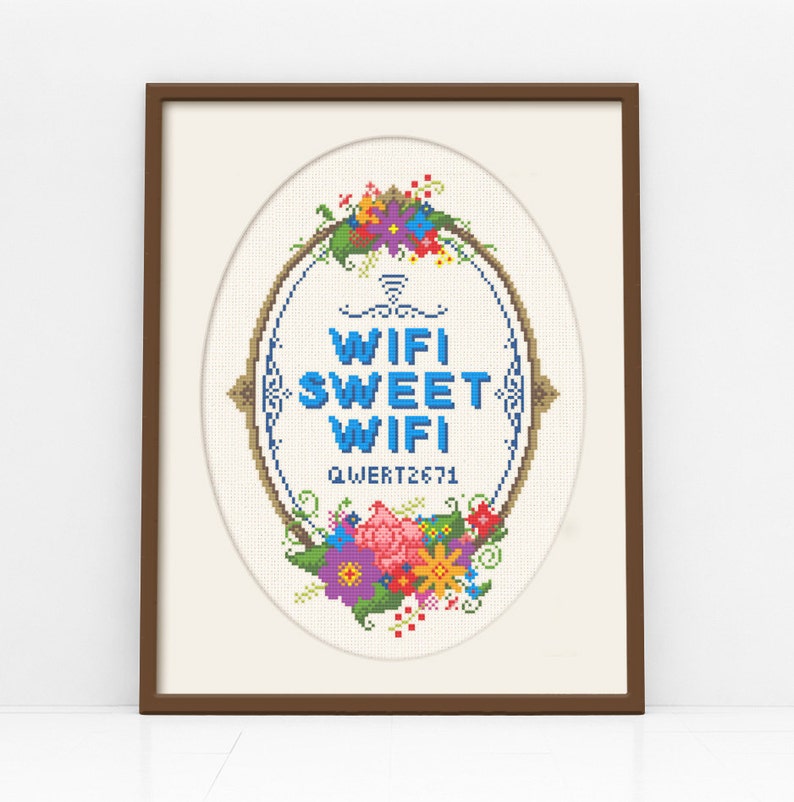 WiFi Sweet WiFi Customisable Cross Stitch Pattern Digital Format PDF imagem 1