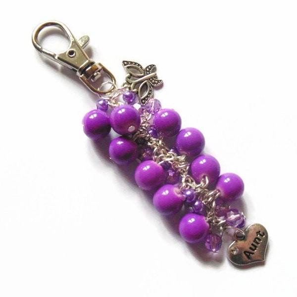 Purple Aunt keyring, Aunt gifts, Aunt bag charm, purple keyring, Aunt keyring, purple bag charm, gifts for Aunt, gifts for Auntie