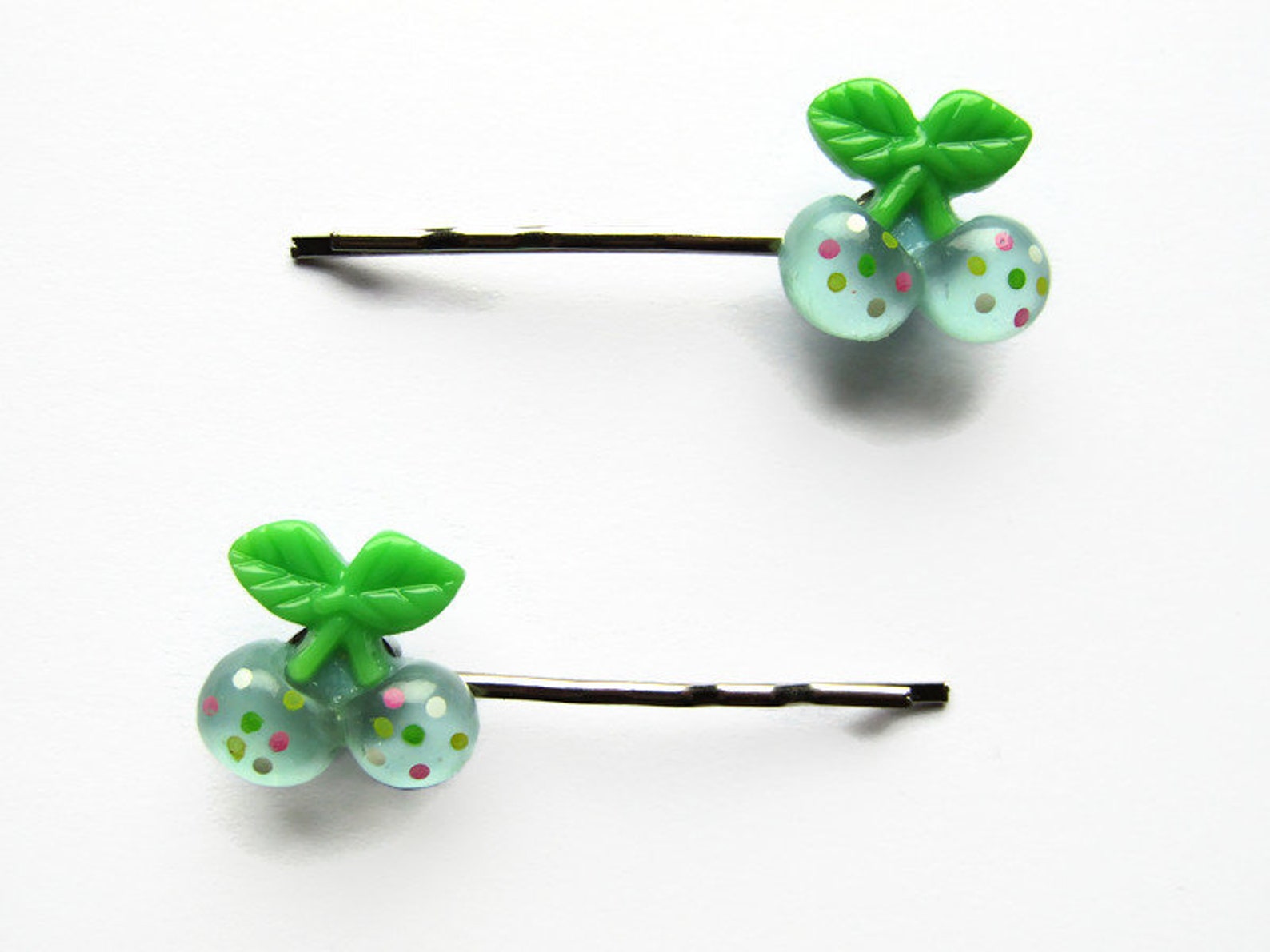 Cherry hair clips cherry hair pins blue cherry clips cherry Etsy