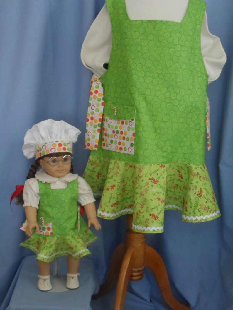 American Girl Doll Christmas Apron With Matching Child's Etsy