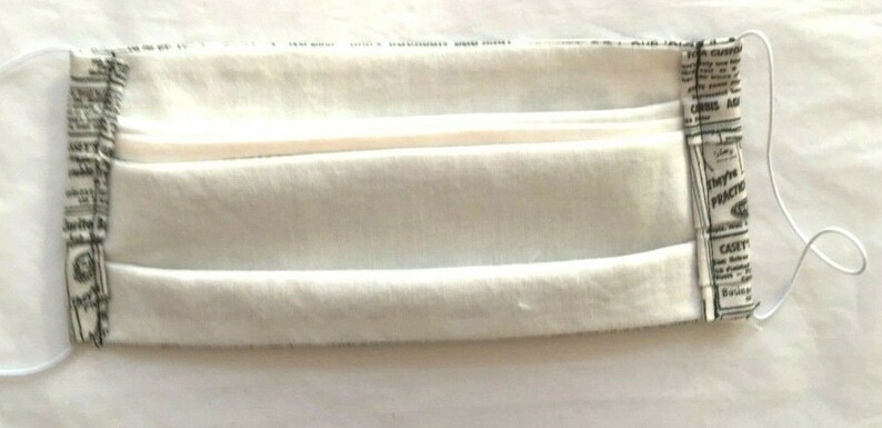 Vintage Newspaper Print Face Mask W Filter Pocket image 2