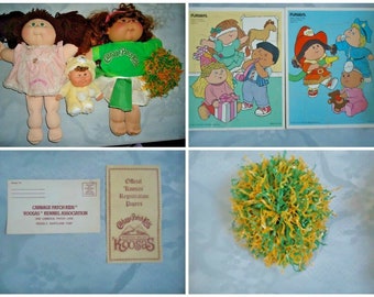 Repollo Patch Doll & Puzzle Lot Vintage 2 Muñecas 1 Baby Doll 2 Puzzles Envelopes