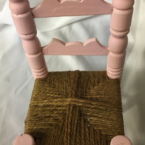 Doll Chair Handcrafted Pink Brown Vintage
