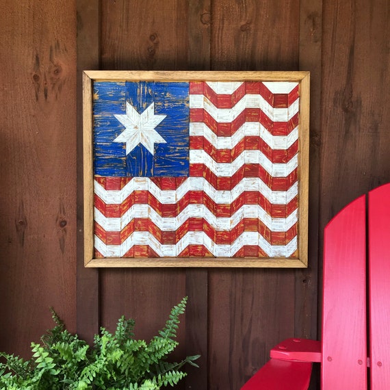 Barn Quilt Wood Wall Art Wooden Barn Quilt Of American Flag Etsy