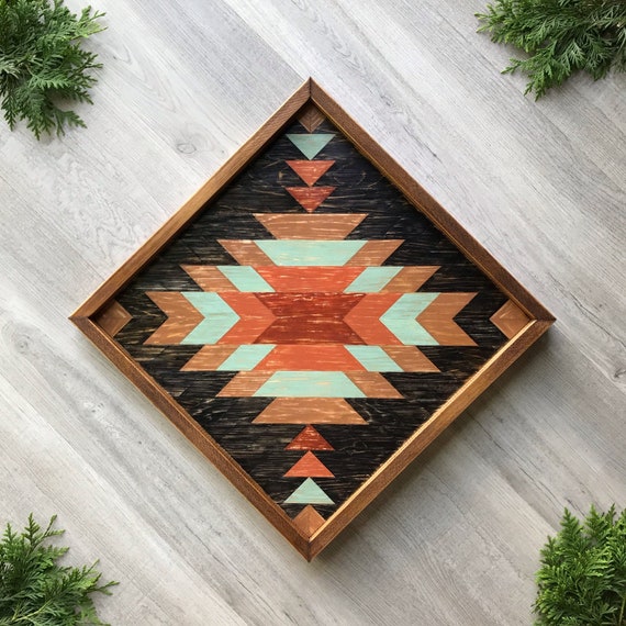 Triangle Wood Wall Art Rustic Southwestern Inspired Wooden Wall