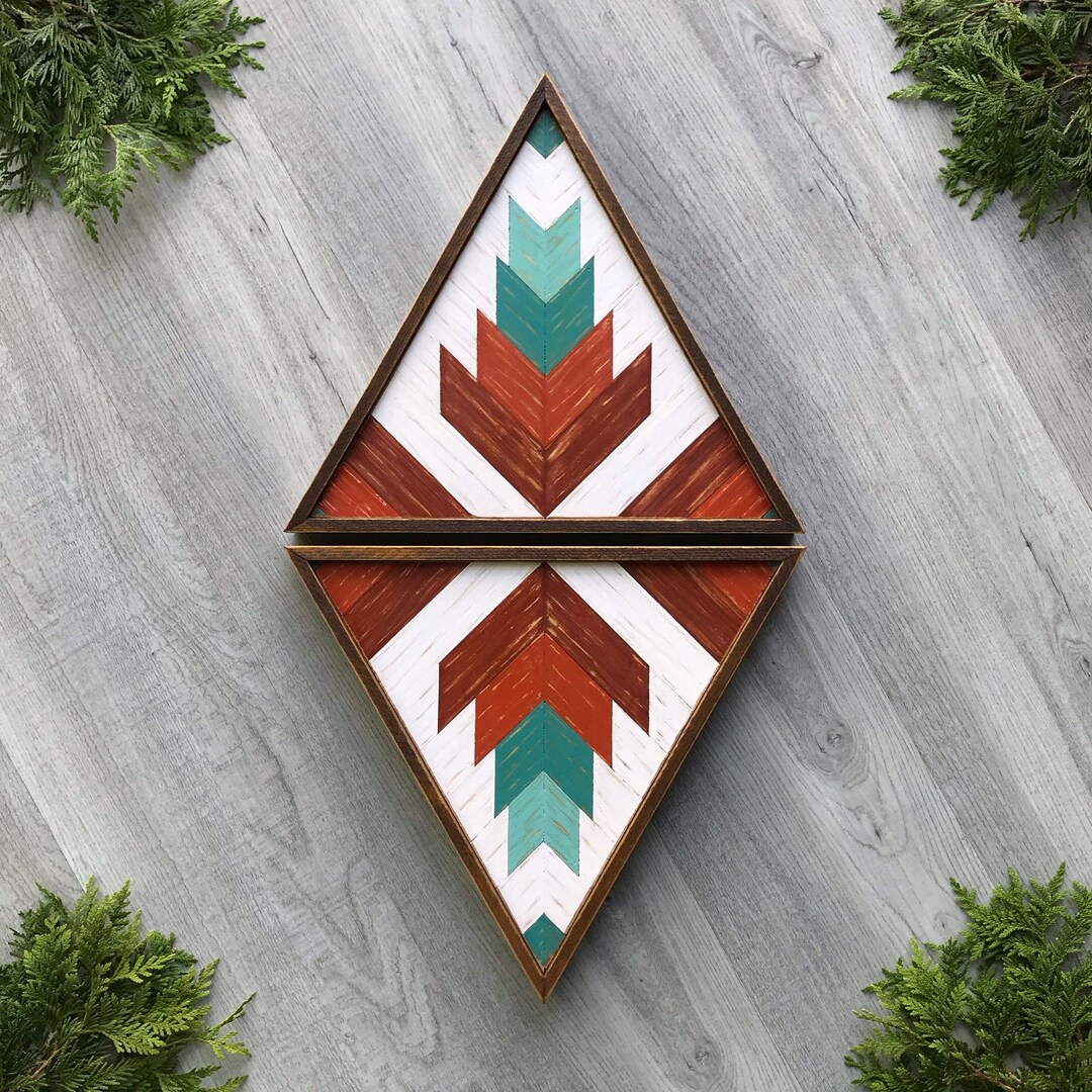 Rustic Triangle Wood Wall Art. Southwestern Boho Wall Decor. Decorative
