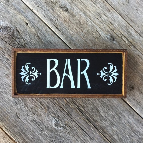 Bar Sign Wood Signs Bar Decor Wall Sign Home Bar Decor Etsy