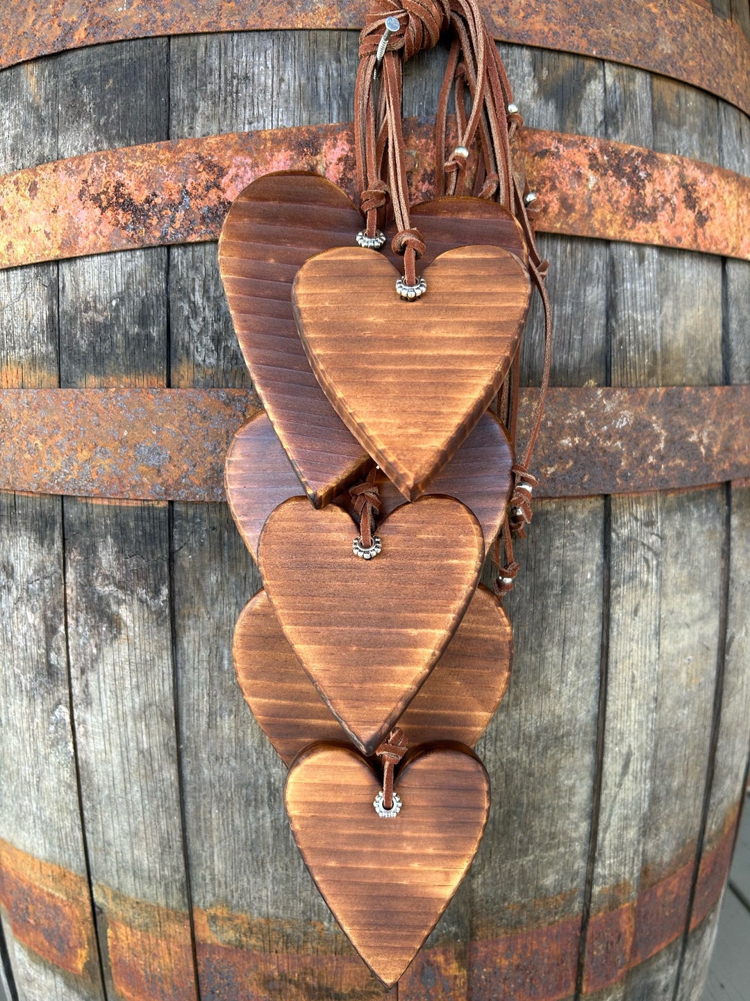 Wood Hearts. Handmade Wooden Heart Wall Hanging. Decorative Wood Heart