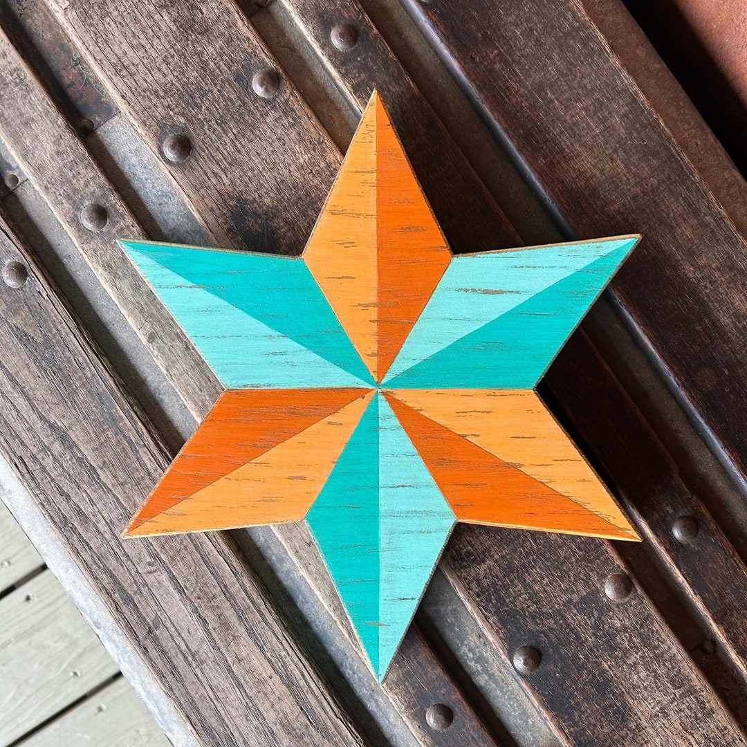 Small Wooden Nautical Star Hand Painted Star Decor Rustic Etsy