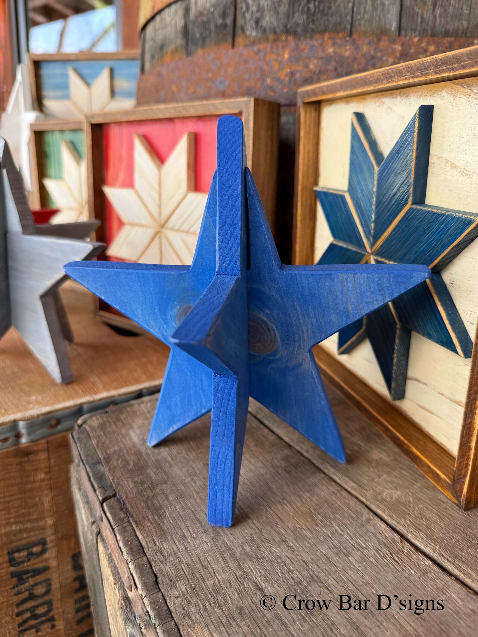 3D Stars. 3 Dimensional Wooden Star Decor. Rustic Country Home Decor ...