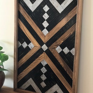 Framed Wood Wall Art With Art Deco Design in Black Silver - Etsy