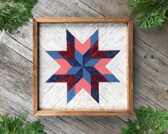 Barn Quilt Wood Wall Art Wooden Quilt Block With Lone Star Etsy