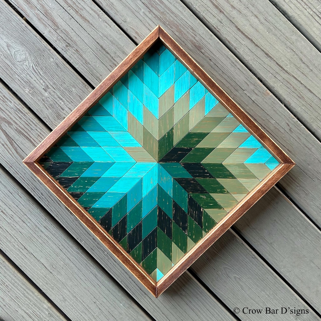 Wood Barn Quilt Art. Geometric Wood Wall Art. Rustic Wooden Wall Decor ...