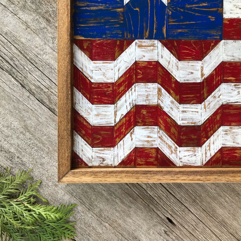 Barn Quilt Wood Wall Art With American Flag Pattern. Wooden Etsy