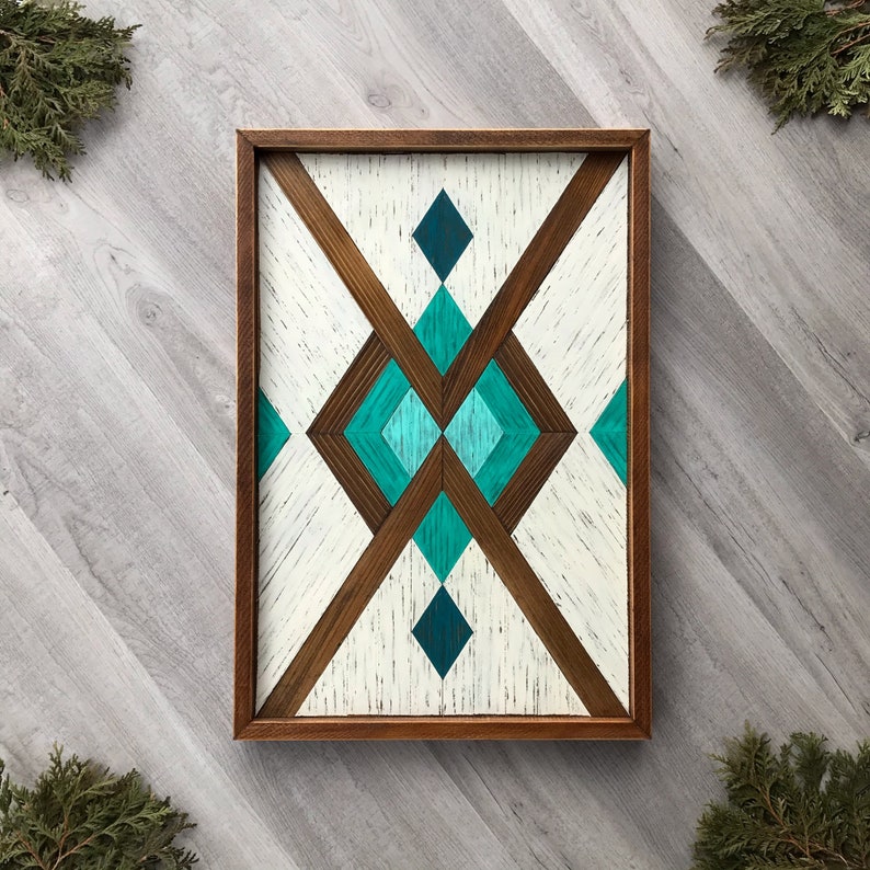 Framed Wood Wall Art With Geometric Patterns. Wooden Wall Etsy