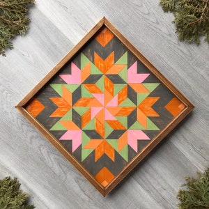Barn Quilts and Wood Wall Art. Wood Signs with Star Quilt Block Pattern. Wooden Wall Hanging. Country Home Decor, Farmhouse, Cottage, Cabin