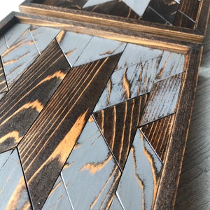 2 Piece Square Wood Wall Art Panels With Tribal Geometric Patterns ...