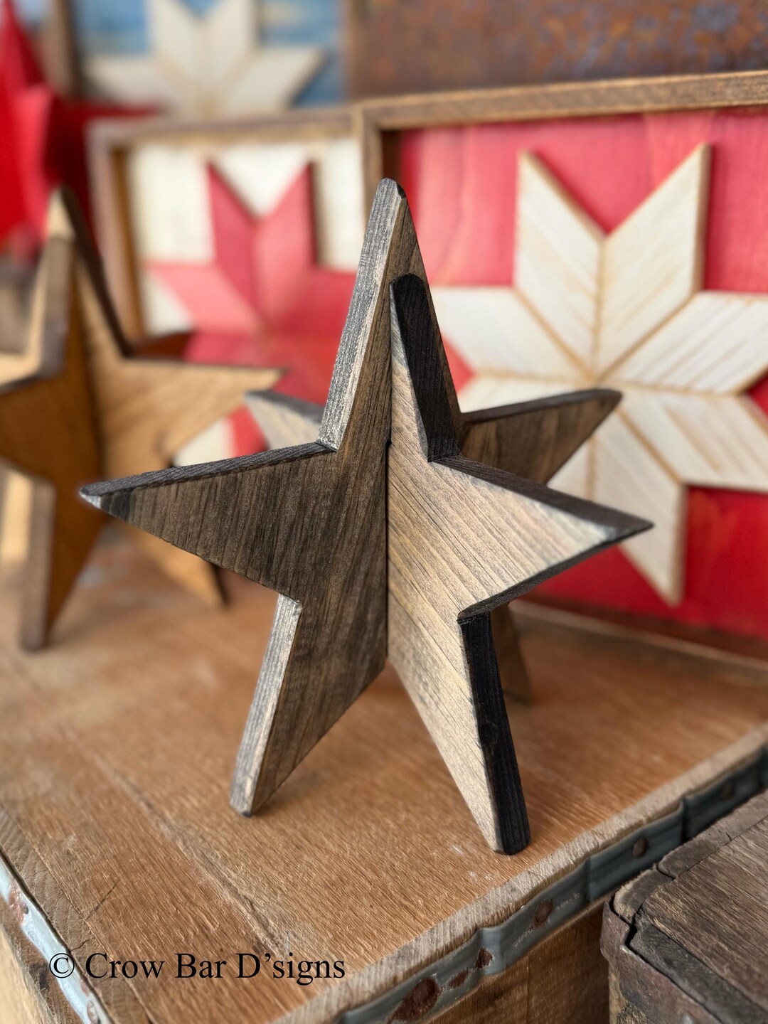 3 Dimensional Star. 3D Star. Freestanding Star Decor. Rustic Wooden ...