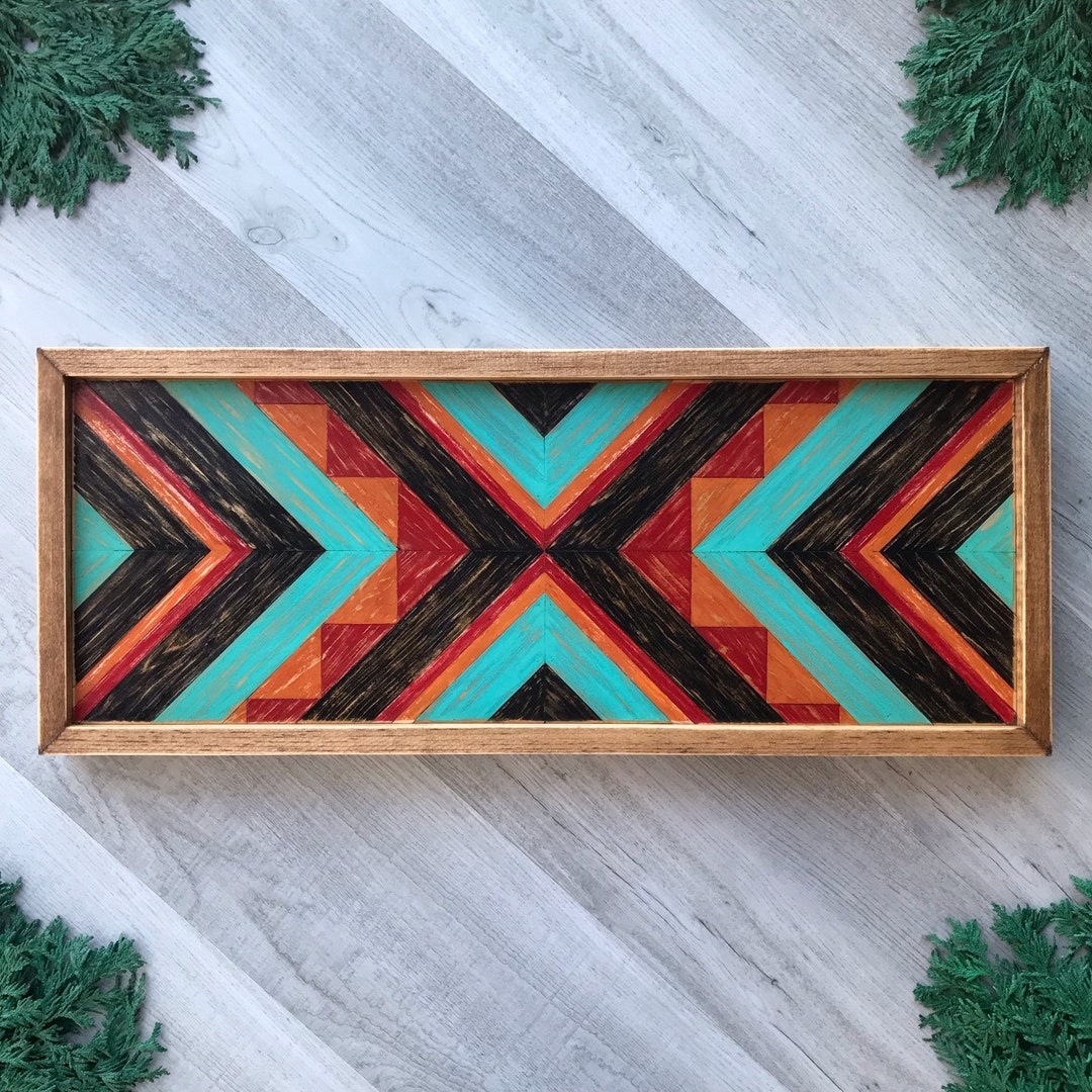 Aztec Wood Wall Art. Southwestern Wall Decor With Geometric Etsy