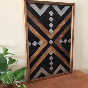 Framed Wood Wall Art With Art Deco Design in Black Silver - Etsy