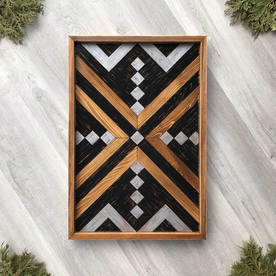 Framed Wood Wall Art With Art Deco Design in Black Silver - Etsy