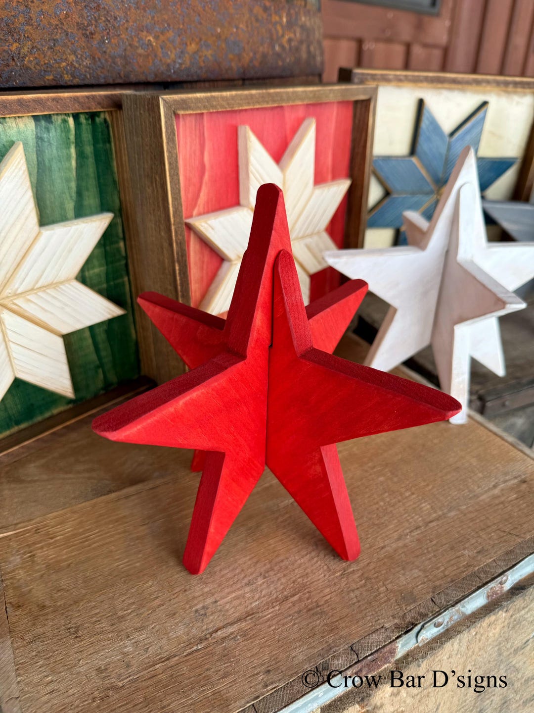 3D Stars. Wooden 3 Dimensional Wooden Star. Primitive Country Home ...
