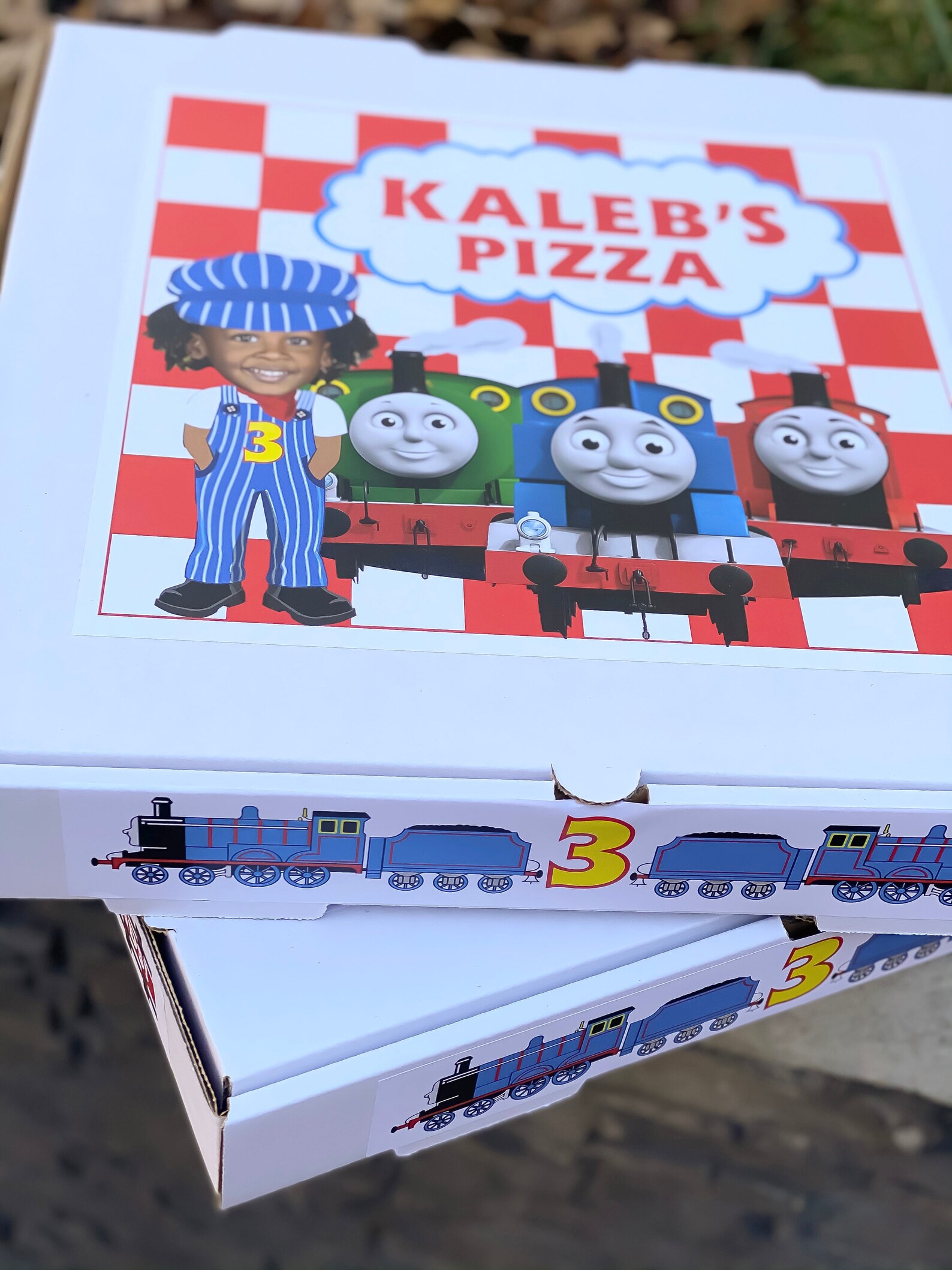 Thomas the Train Customized Pizza Boxes Favors and DIY Labels Etsy