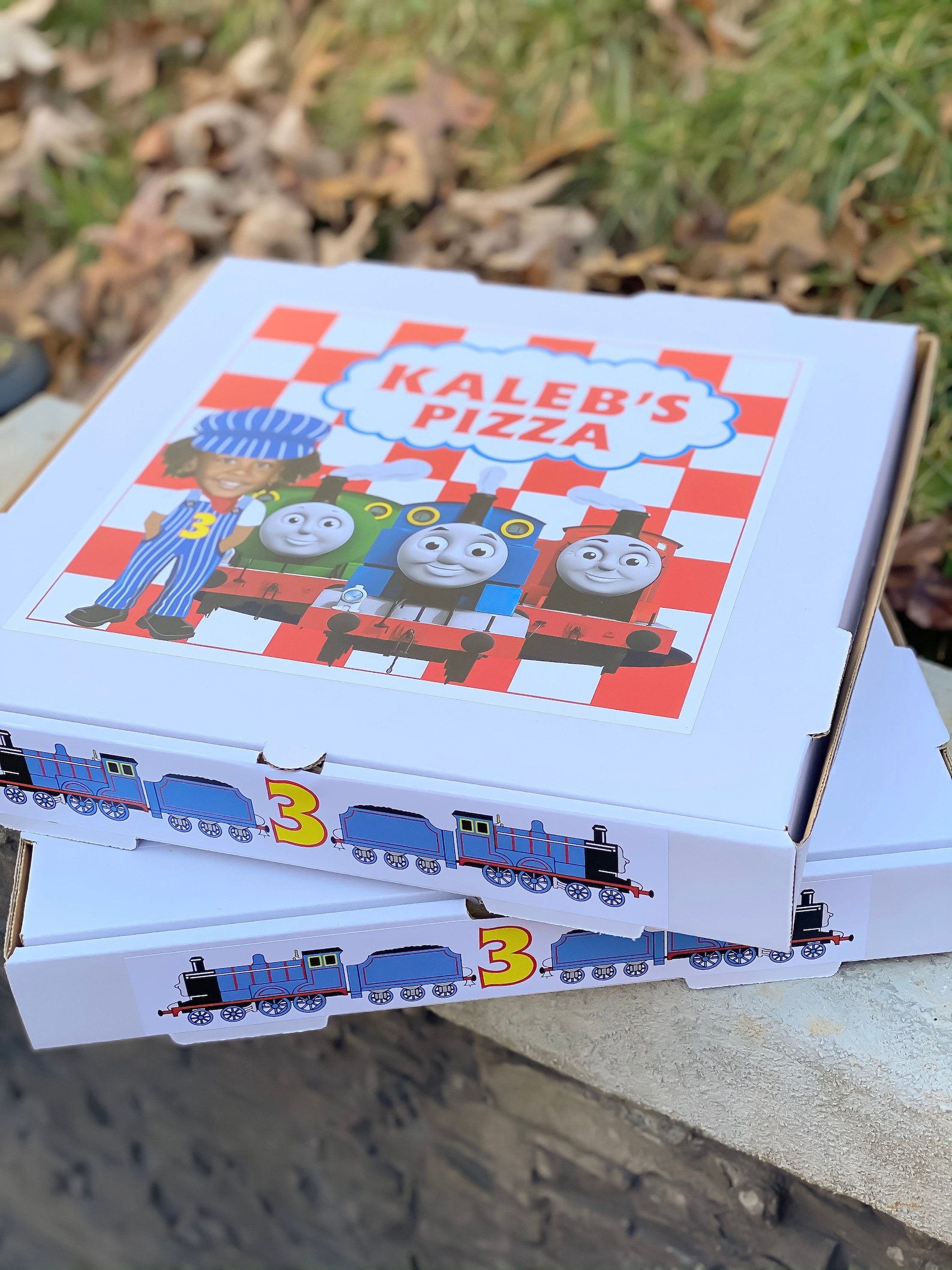 Thomas the Train Customized Pizza Boxes Favors and DIY Labels Etsy