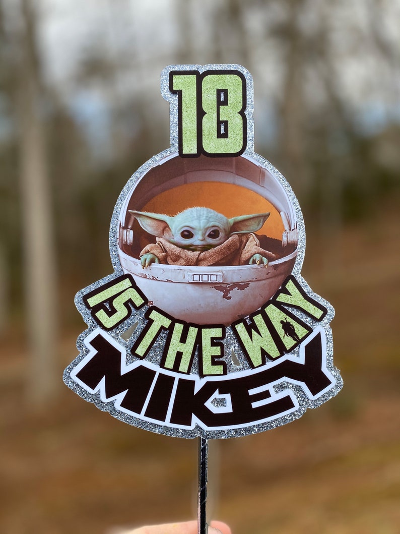 Baby Yoda Mandalorian Custom Cake Topper Cupcake Digital Toppers DIY