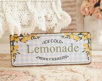 Dollhouse Miniature, Lemonade Sign, Dolls House Picture, Kitchen Home Decor, Cafe Plaque, Tea Room Print, Shabby Cottage Chic, 1:12th Scale