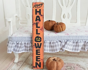 Dollhouse Miniature, Happy Halloween Sign, Pumpkin Picture, Dolls House, Spooky Decoration, Scary Decor, Shabby Cottage Chic, 1:12th Scale