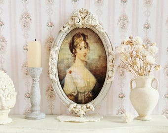 Miniatura de casa de muñecas, cuadro enmarcado, decoración francesa, casa de muñecas rústica, pintura de estilo antiguo, estilo rústico shabby chic, escala 1:12