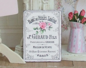 Dollhouse Miniature, Perfume Sign, French Picture, Shop Plaque, Paris Decor, Dolls House Bathroom, Shabby Cottage Chic, 1:12th Scale